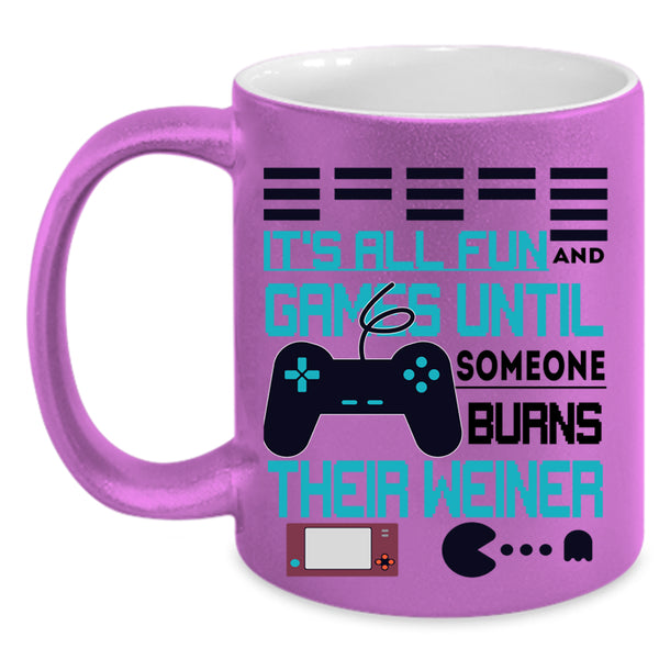 Someone Burns Their Weiner Coffee Mug, It's All Fun And Game Accent Mug