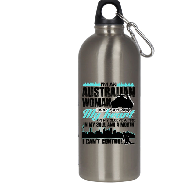 I'm An Australian Woman 20 oz Stainless Steel Bottle,I Was Born With My Heart Outdoor Sports Water Bottle