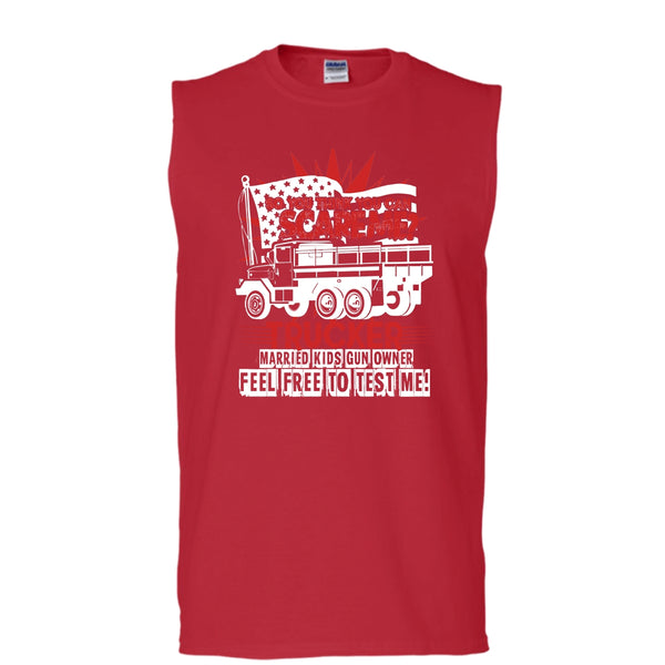 Trucker Married T Shirt, Gun Owner Tank Top (Men's Cotton Sleeveless)