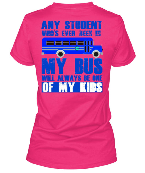 Any Student Who's Ever Been In My Bus T Shirt, I Love Bus T Shirt, Cool Shirt (Ladies LS Heather V-Neck)