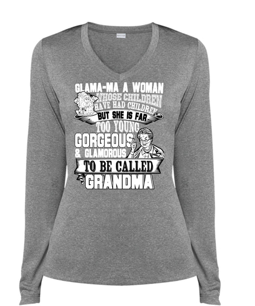 Glamorous To Be Called Grandma T Shirt, Have Had Children T Shirt, Cool Shirt (Ladies LS Heather V-Neck)