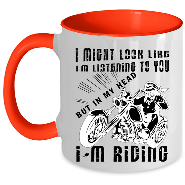Cool Gift For Biker Coffee Mug, In My Head I'm Riding Accent Mug