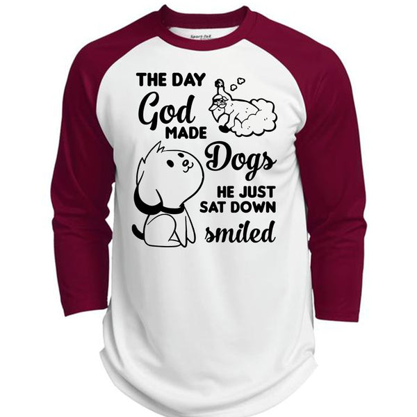The Day God Made Dogs He Just Sat Down Smiled T Shirt, Favorite T Shirt, I Love Dog T Shirt  (Polyester Game Baseball Jersey)