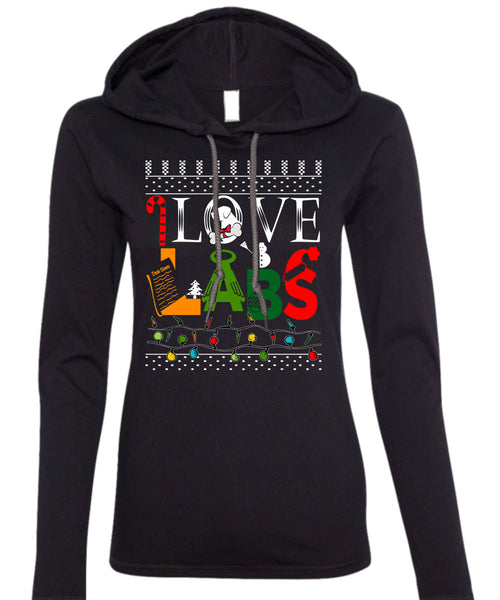 I Love Labs T Shirt, This Girl Loves Christmas T Shirt (Anvil Ladies Ringspun Hooded)