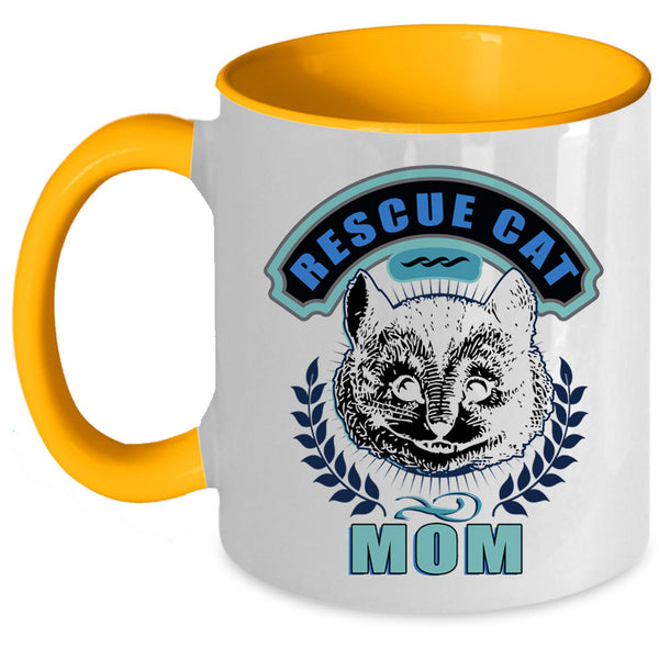 Cool Gift For Mom Coffee Mug, Rescue Cat Mom Accent Mug