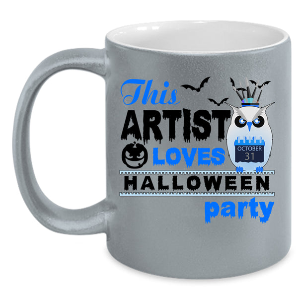 Cool Owl Coffee Mug, This Artist Loves Halloween Party Accent Mug