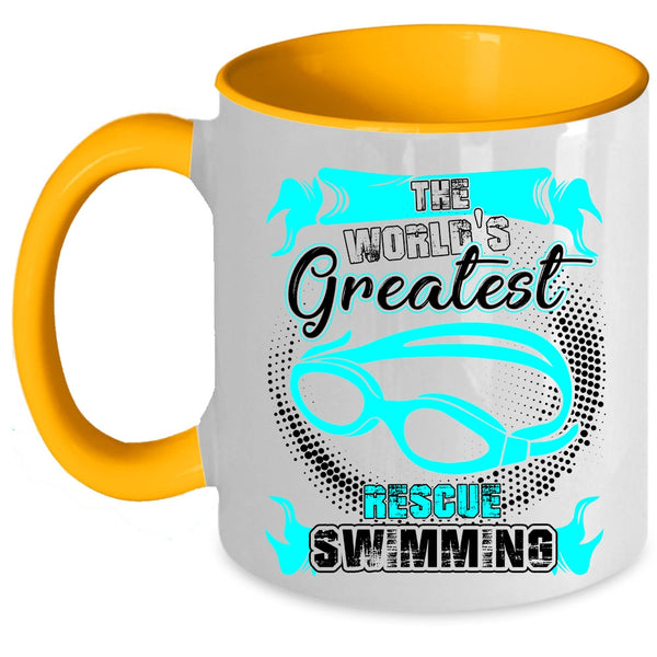 Funny Swimming Coffee Mug, The World's Greatest Rescue Swimming Accent Mug