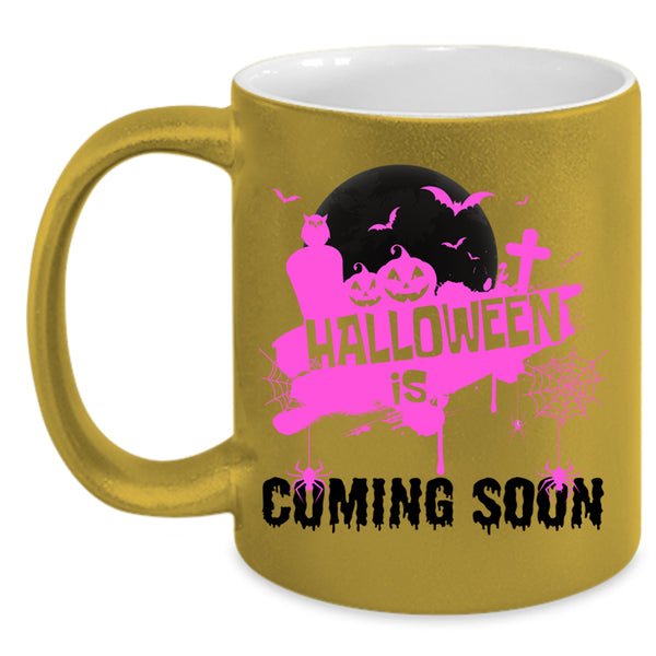 Cool Halloween Coffee Mug, Halloween Is Coming Soon Accent Mug