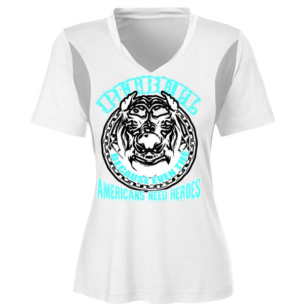 Pit Bull Because Even The Americans T Shirt, My Favorite T Shirt, Cool Shirt (Ladies LS Heather V-Neck)