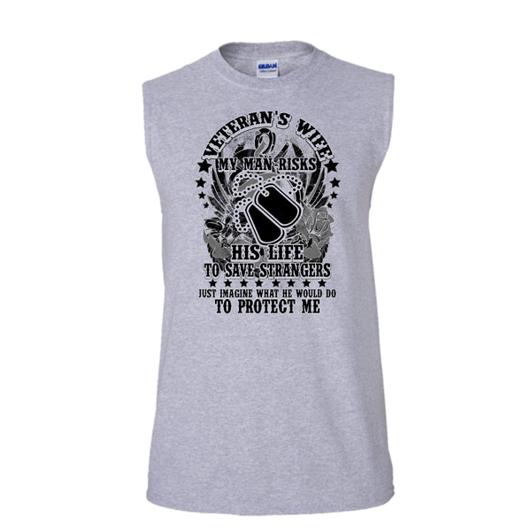 Veteran's Wife T Shirt, I Am A Veteran's Wife T Shirt, Awesome t-shirts (Men's Cotton Sleeveless)