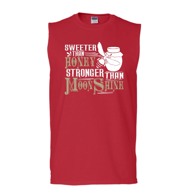 Sweeter Than Honey T Shirt, Stronger Than Moonshine T Shirt, Cool T Shirt (Men's Cotton Sleeveless)