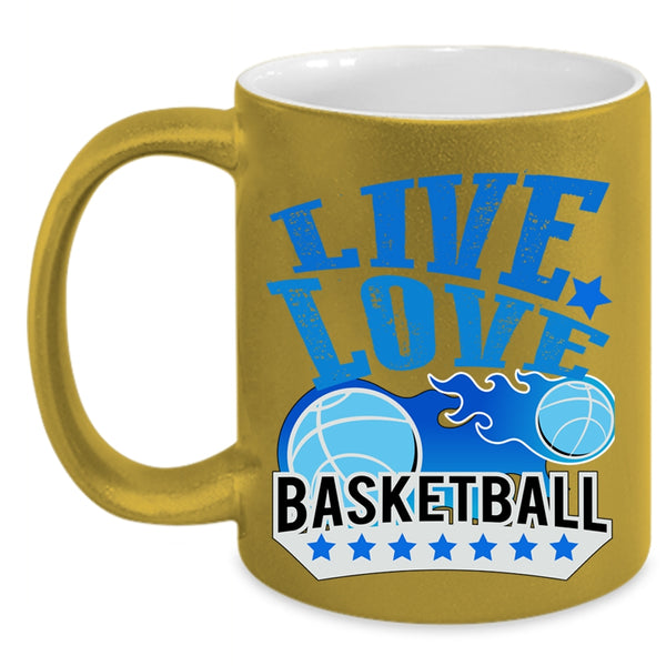 Cute Basketball Player Coffee Mug, Live Love Basketball Accent Mug