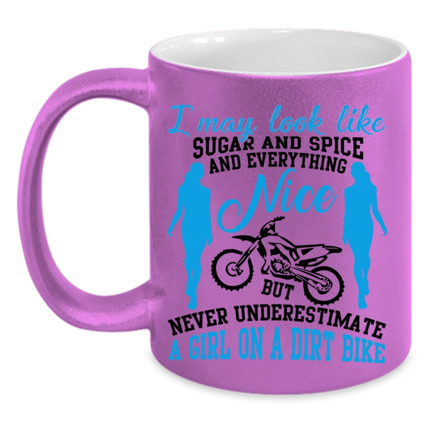 Cool Gift For My Daughter Coffee Mug, A Girl On A Dirt Bike Accent Mug
