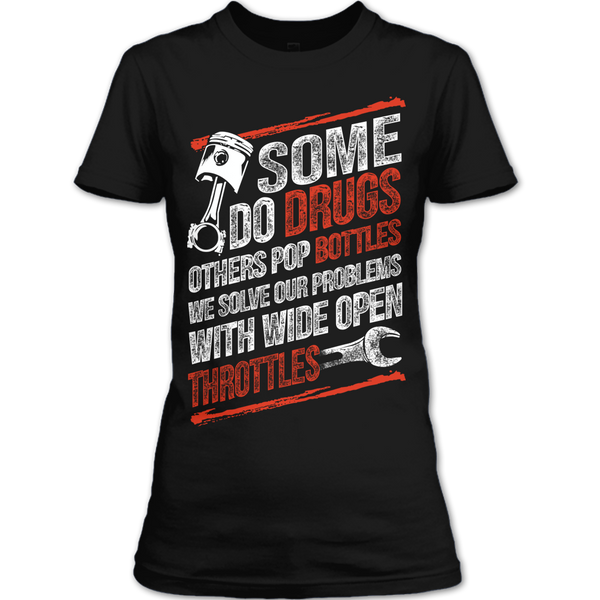 A black t-shirt with the shopify logo