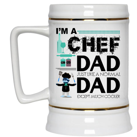 Awesome Gift For My Daddy Beer Stein 22oz, I'm A Chef Dad Beer Mug