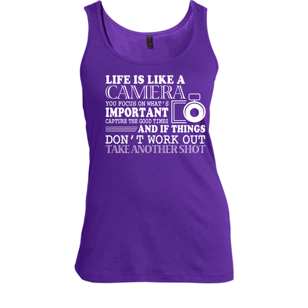 Life Is Like A Camera T Shirt, You Focus On What's Important T Shirt, Cool T Shirt