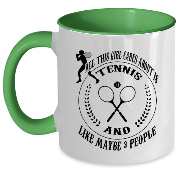 Cool Girls Coffee Mug, All This Girl Cares About Is Tennis Accent Mug