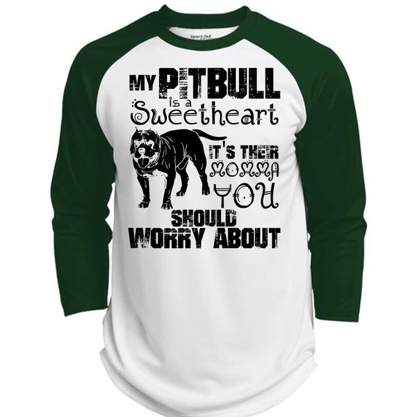 My Pit Bull Is Sweetheart T Shirt, I Love Pit Bull T Shirt, Awesome T-Shirts  (Polyester Game Baseball Jersey)