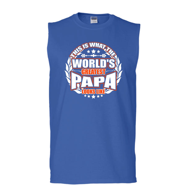 Worlds Greatest Papa T Shirt, Greatest Papa Look Like Tank Top (Men's Cotton Sleeveless)