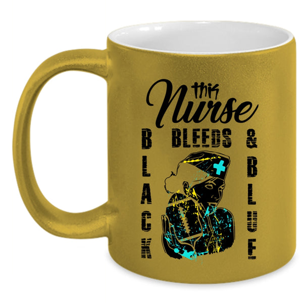 Cool Nurses Coffee Mug, This Nurse Black Bleeds And Blue Accent Mug