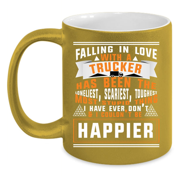 Falling In Love With A Trucker Coffee Mug, I Love Truck Driver Coffee Cup