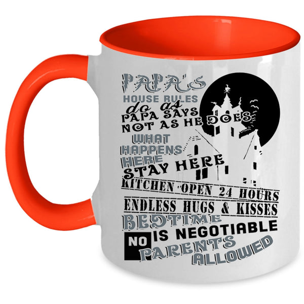 Gift For Father's Day Coffee Mug, Papa's House Rules Accent Mug