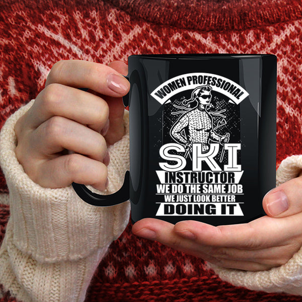 Woman Professional Ski Instructor Coffee Mug, Cool Lady Coffee Cup