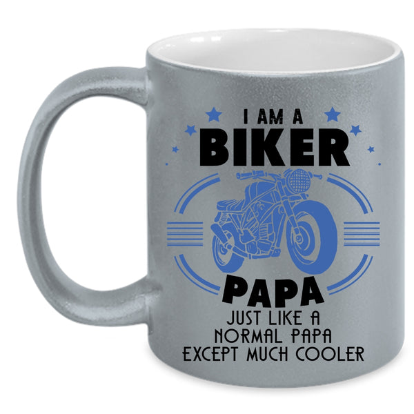 Cool Papa Coffee Mug, I Am A Biker Papa Accent Mug
