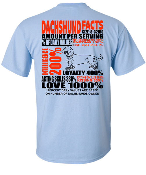 Dachshund Facts T Shirt, I Love Dachshund T Shirt