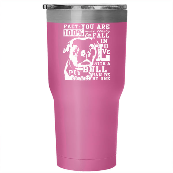 Fall In Love With A Pit Bull Tumbler 30 oz Stainless Steel, Cute Dogs Travel Mug