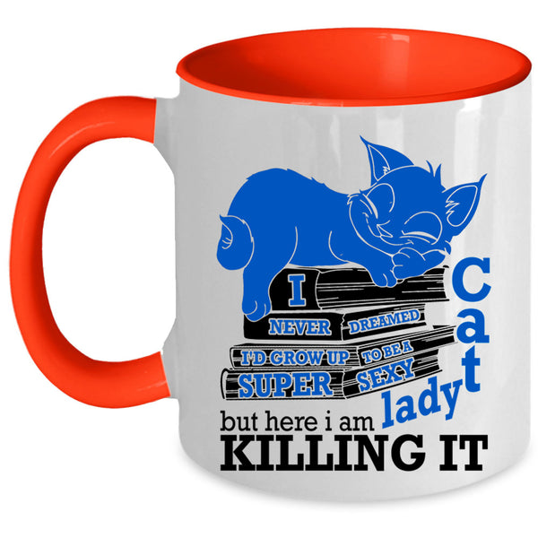 Cool Cat Lady Coffee Mug, I'd Grow Up To Be A Cat Lady Accent Mug