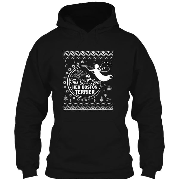 Merry Christmas T Shirt, This Girl Loves Her Boston Terrier T Shirt