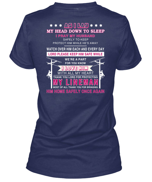 Thank You Lord For Protecting My Lineman T Shirt, I Pray My Husband Safely To Keep T Shirt