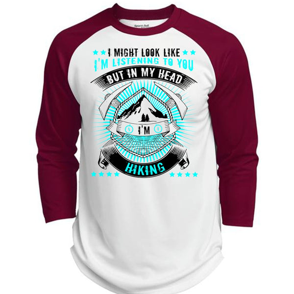 In My Head I'm Hiking T Shirt, I Love Hiking T Shirt, Awesome T-Shirts  (Polyester Game Baseball Jersey)