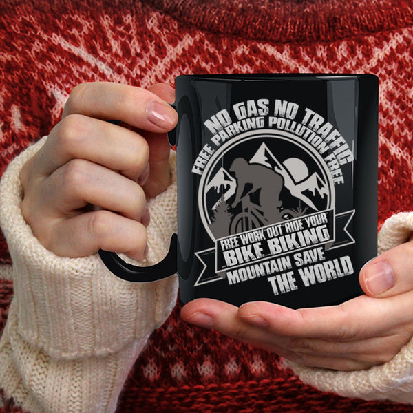 Ride Your Bike Coffee Mug, Biking Mountain Save The World Coffee Cup