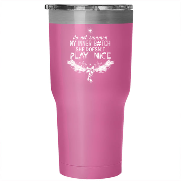 She Doesn't Play Nice Tumbler 30 oz Stainless Steel, Christmas Family Vacation Travel Mug