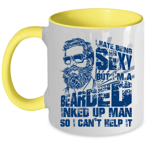 Cool Gift For My Dad Coffee Mug, I'm A Bearded Inked Up Man Accent Mug