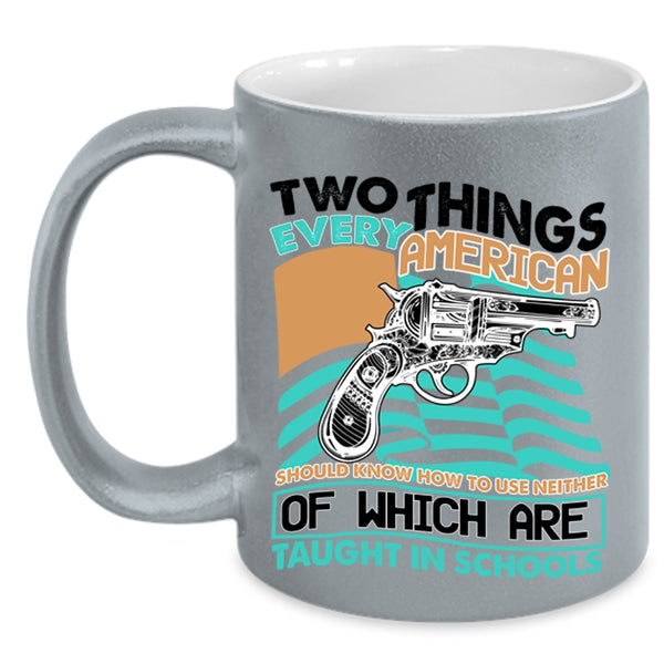 Cool American Flag Coffee Mug, Two Things Every American Accent Mug