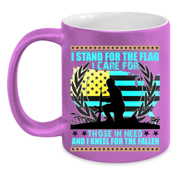 Cool American Flag Coffee Mug, I Stand For The Flag Accent Mug