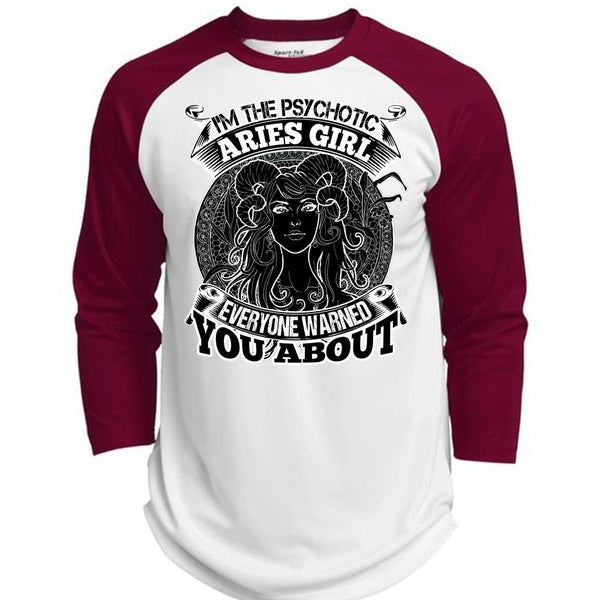 I'm The Psychotic Aries Girl T Shirt, I Love Aries T Shirt, Awesome T-Shirts  (Polyester Game Baseball Jersey)