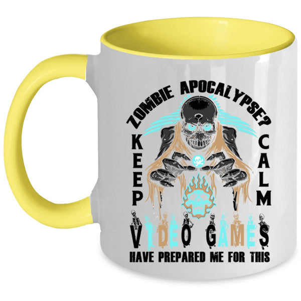 Keep Calm Video Games Coffee Mug, Zombie Apocalypse Accent Mug