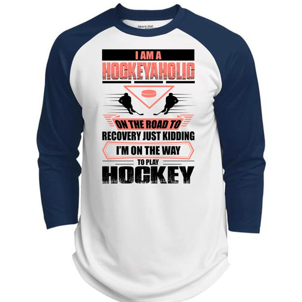 I Am A Hockeyaholic T Shirt, I Love Hockey T Shirt, Awesome T-Shirts  (Polyester Game Baseball Jersey)