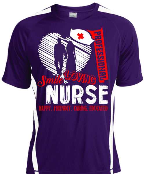 Professional Smile Loving Nurse T Shirt, Happy Friendly Caring Educated T Shirt, Cool Shirt