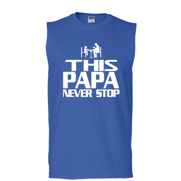 This Papa Never Stop Shirt, Father's Day Shirt (Men's Cotton Sleeveless)