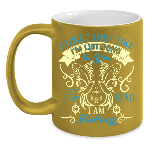 In My Head I Am Fishing Coffee Mug, Outdoor Coffee Cup