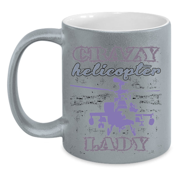 Awesome Lady Coffee Mug, Crazy Helicopter Lady Accent Mug