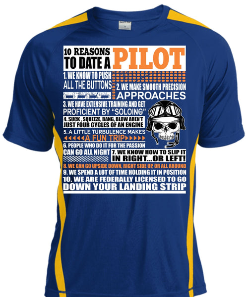 10 Reasons To Date A Pilot T Shirt, Down Your Landing Strip T Shirt, Cool Shirt