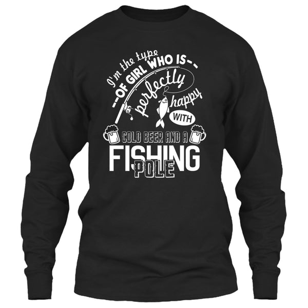 Pretty Happy With Cool Beer T Shirt, A Fishing Pole T Shirt