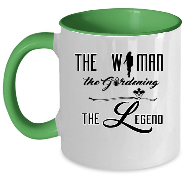 Cute Girls Coffee Mug, The Woman The Gardening The Legend Accent Mug
