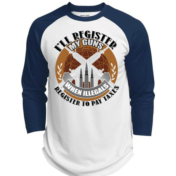 I'll Register My Guns T Shirt, I Love Veteran T Shirt, Awesome T-Shirts  (Polyester Game Baseball Jersey)